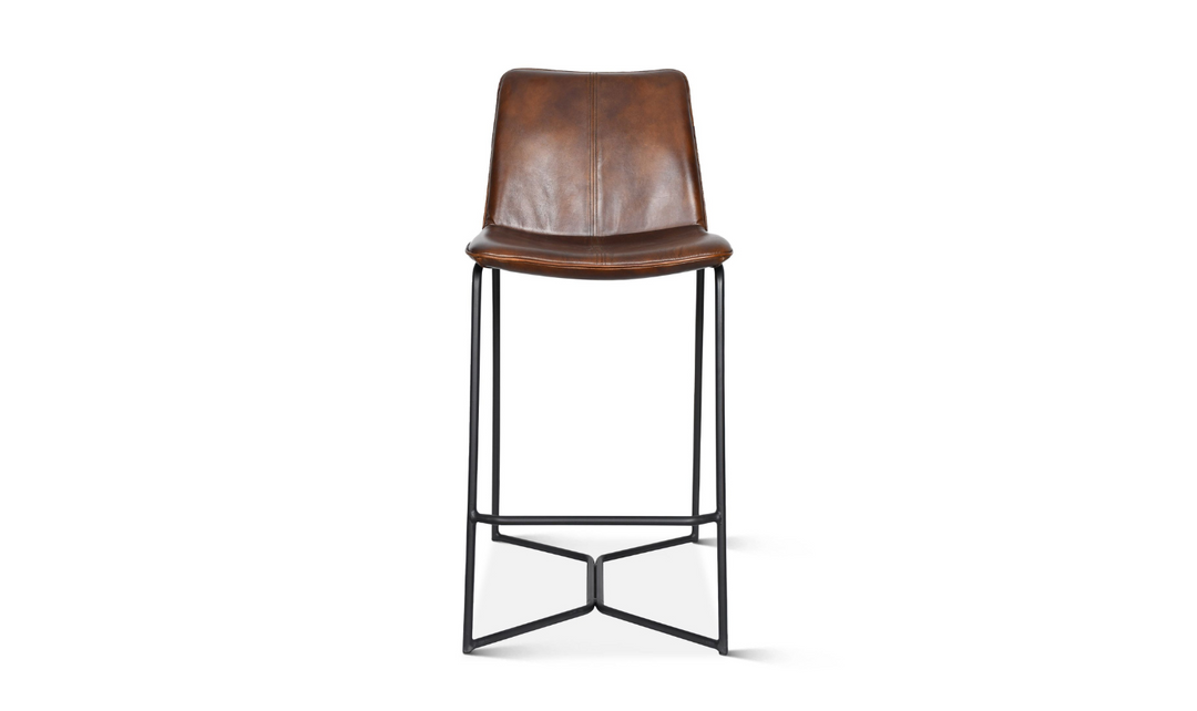 HTD Essex Morgan Leather Upholstered Counter Chair With Iron Legs