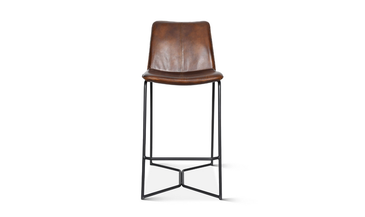HTD Essex Morgan Leather Upholstered Counter Chair With Iron Legs
