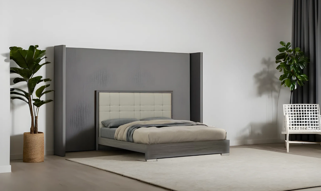 Nattier Upholstered Bed in Brown (King, and Queen)-Jennifer Furniture