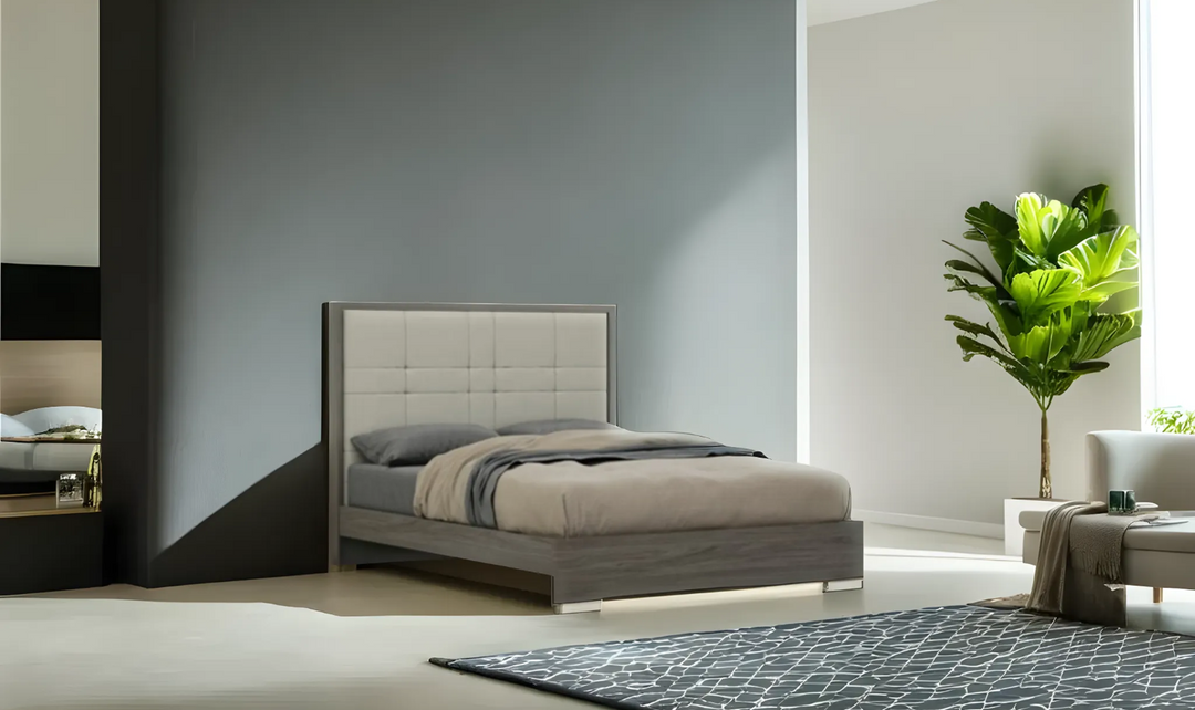 Nattier Upholstered Bed in Brown (King, and Queen)-Jennifer Furniture