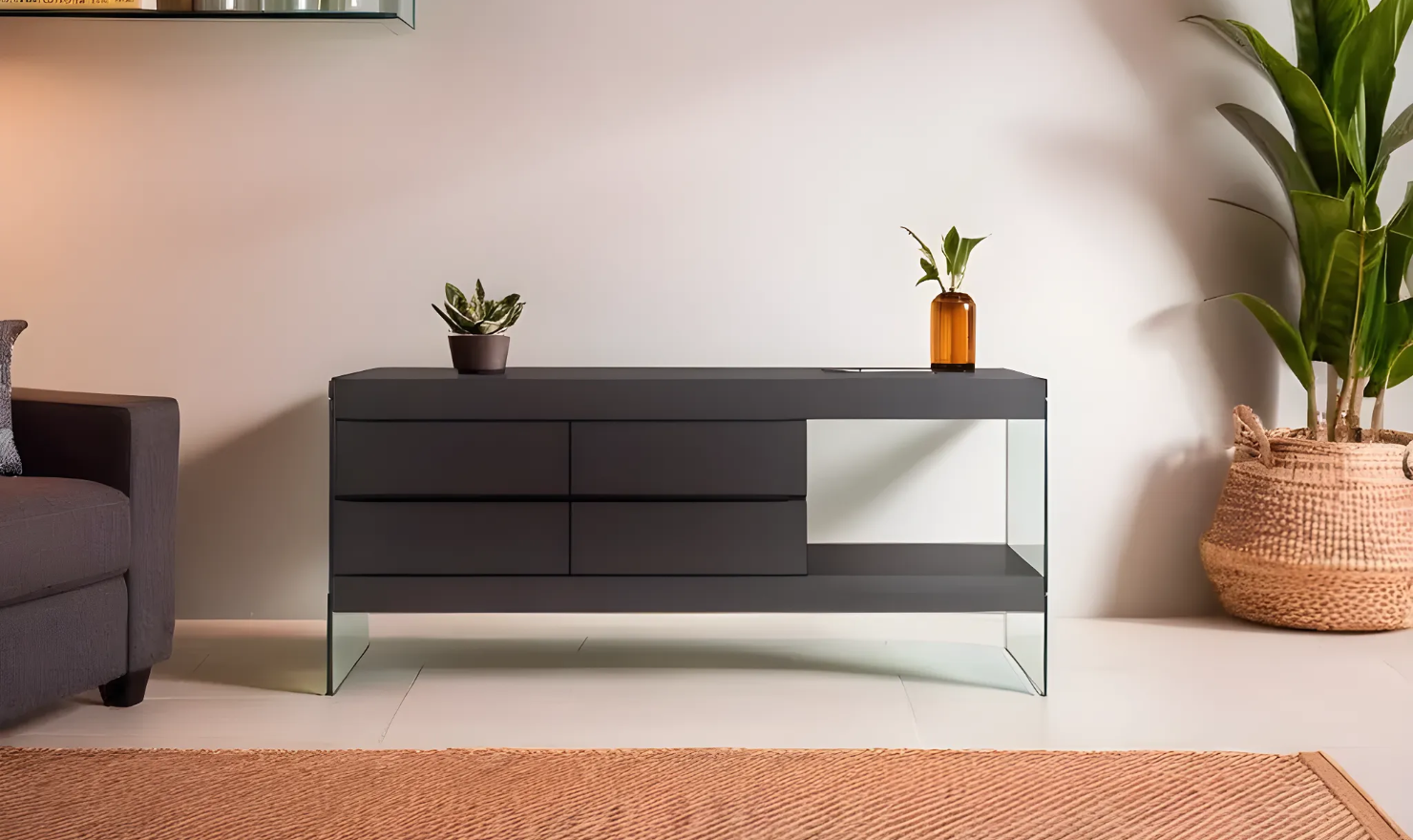 Jennifer Italia Patchwork 4 Drawer Buffet in High Gloss Finish-Jennifer Furniture