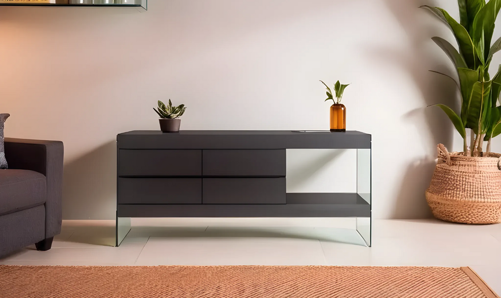 Jennifer Italia Patchwork 4 Drawer Buffet in High Gloss Finish-Jennifer Furniture