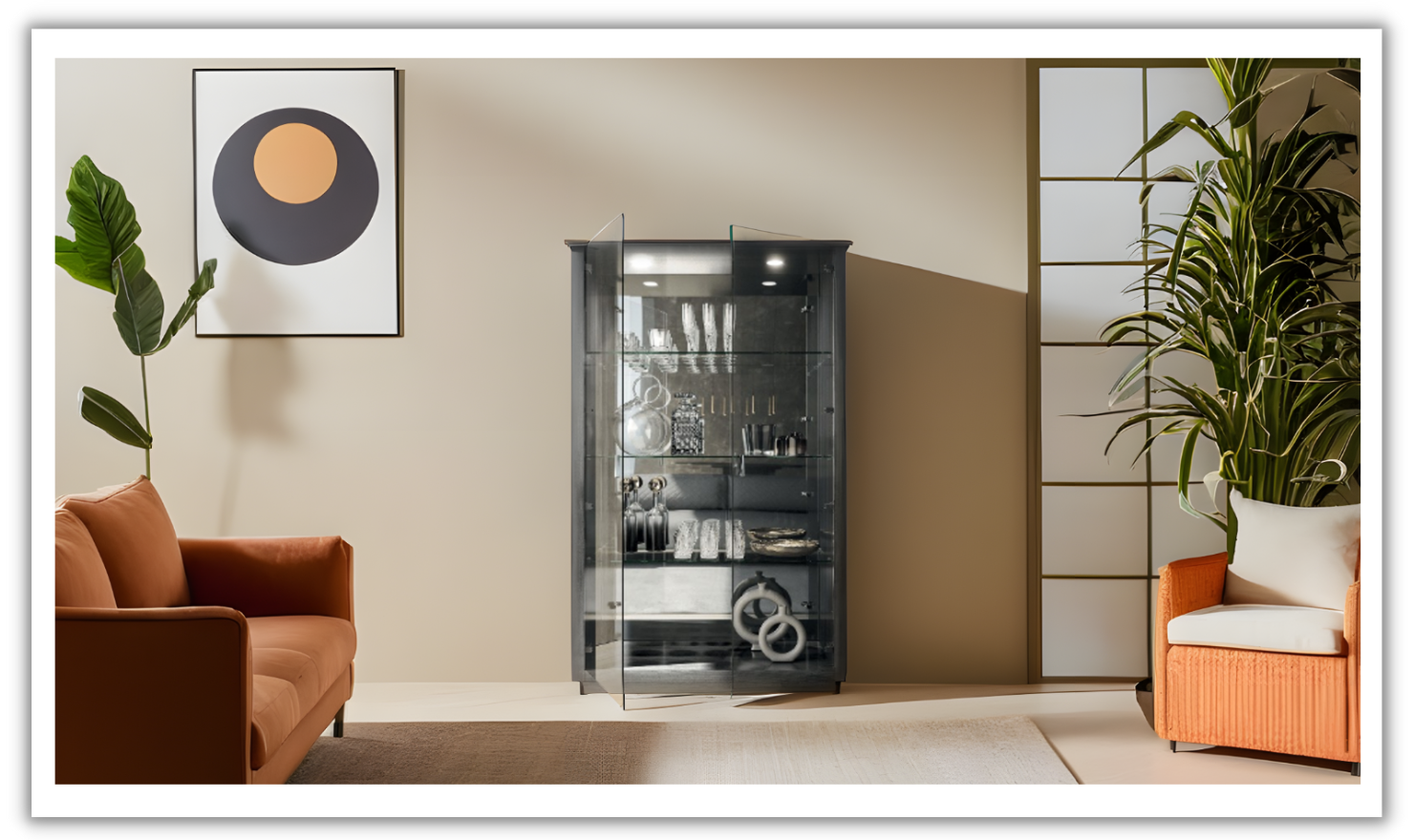 ESF Italia Vulcano 2 Door Curio Cabinet With Glass Shelves – Jennifer ...