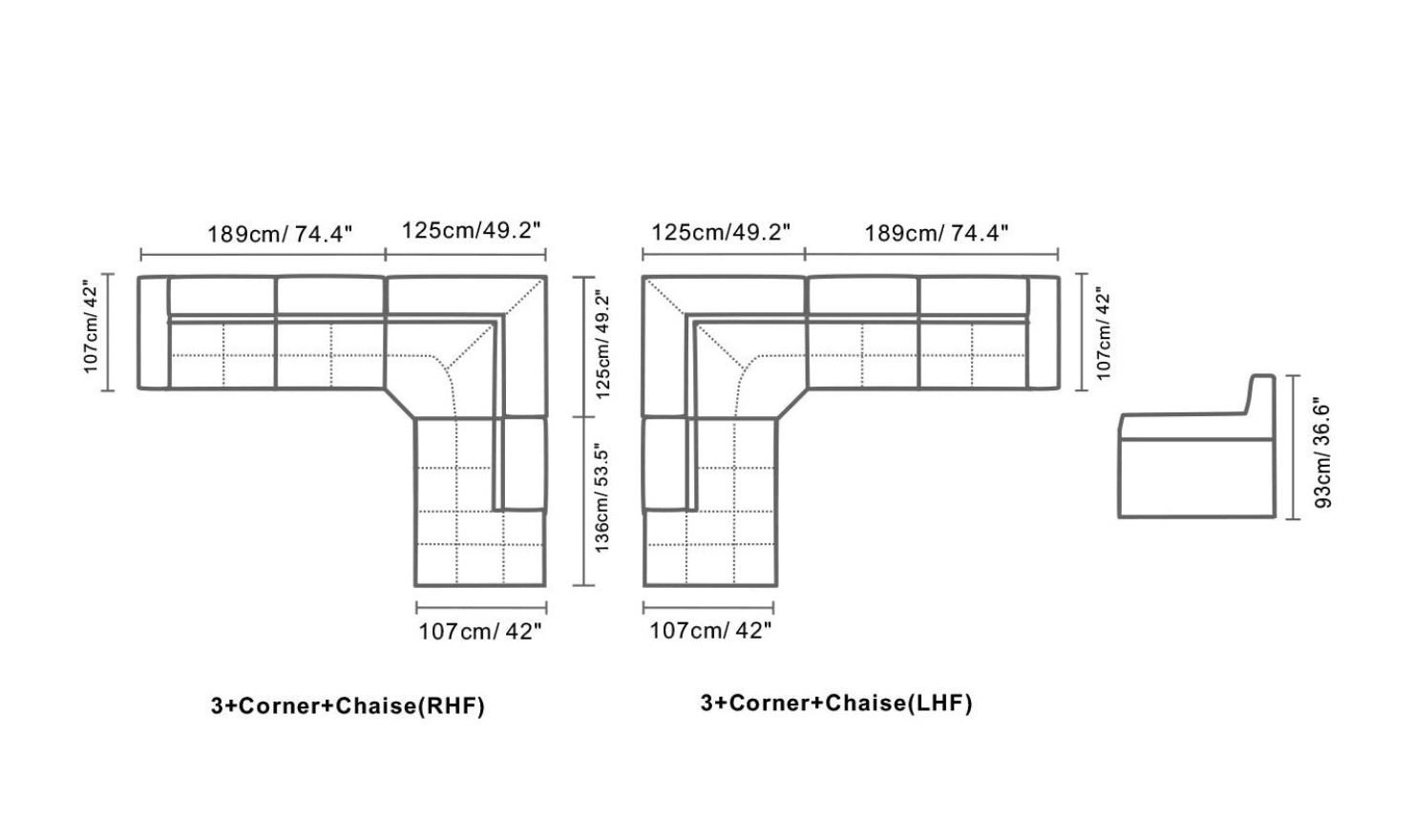 ESF Italia Mendola Leather Sectional Sofa with Adjustable Headrest In White