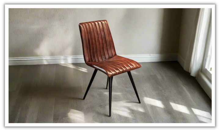 HTD Essex Chelsea Leather Dining Chair With Iron Legs