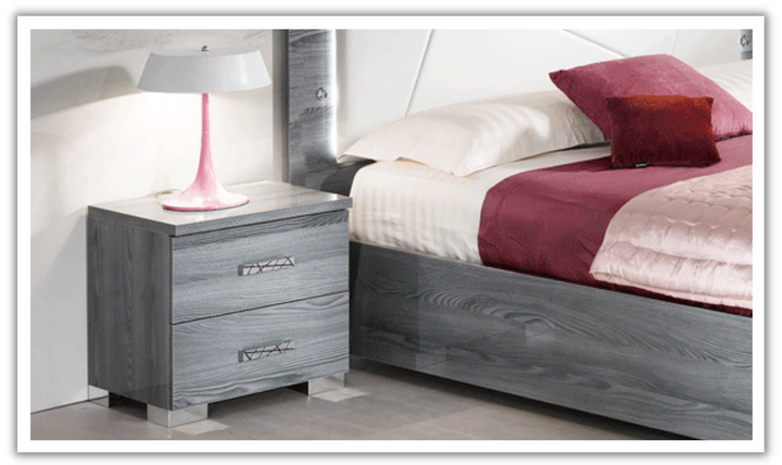 ESF Italia Nicole 2 Drawer Wooden Nightstand In Gray-Jennifer Furniture