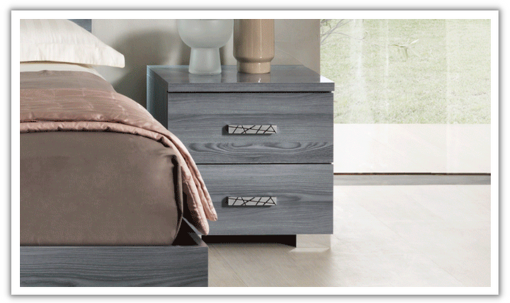 ESF Italia Nicole 2 Drawer Wooden Nightstand In Gray-Jennifer Furniture