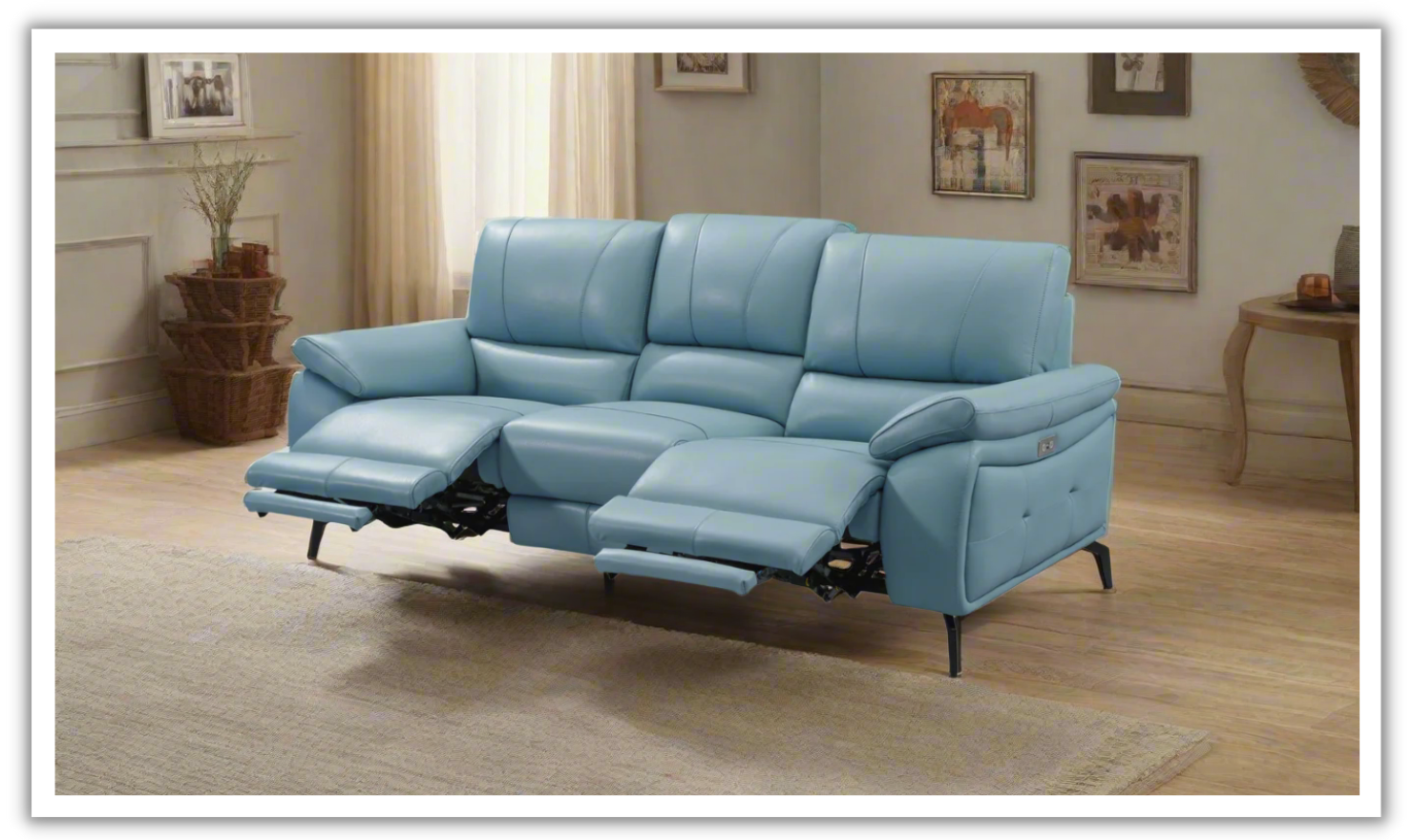 ESF Italia Jake 3 Seater Leather Electric Recliner Sofa with Cushion Arms
