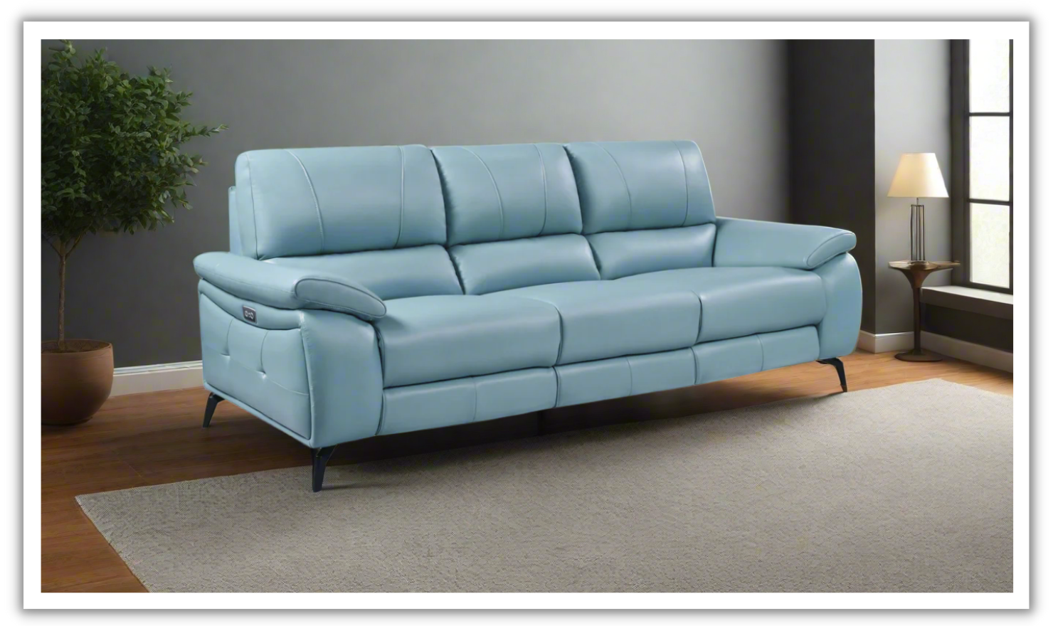 ESF Italia Jake 3 Seater Leather Electric Recliner Sofa with Cushion Arms