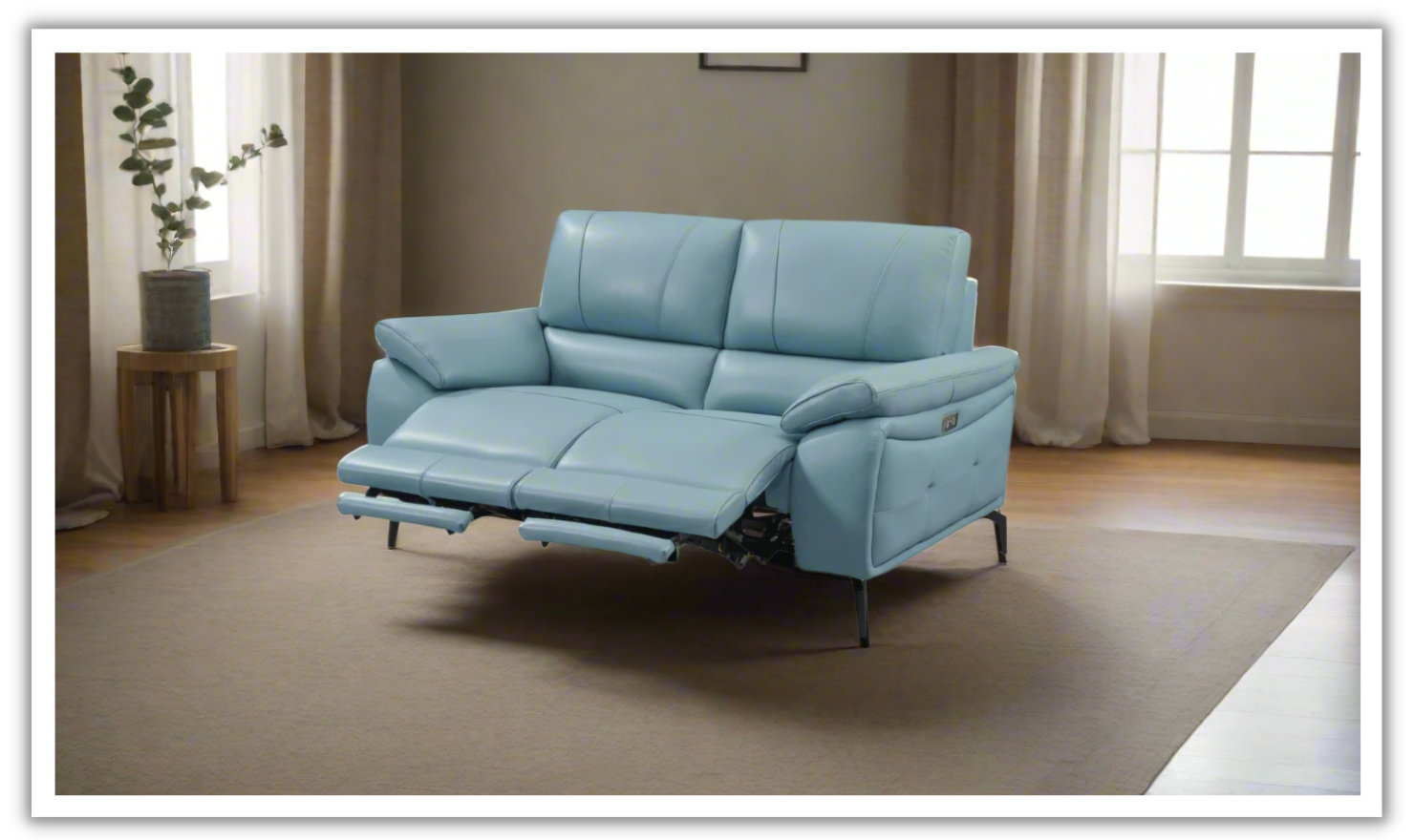 ESF Italia Jake Leather Electric Recliner Loveseat With Cushion Arms