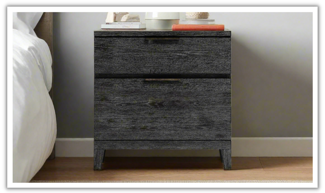 Bernhardt Menton 2-Drawers Wooden Nightstand in Sutton Black- Jennifer Furniture
