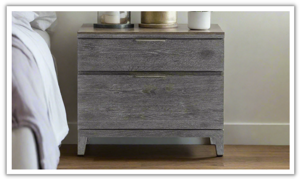 Bernhardt Menton 2-Drawers Wooden Nightstand in Sutton Black- Jennifer Furniture