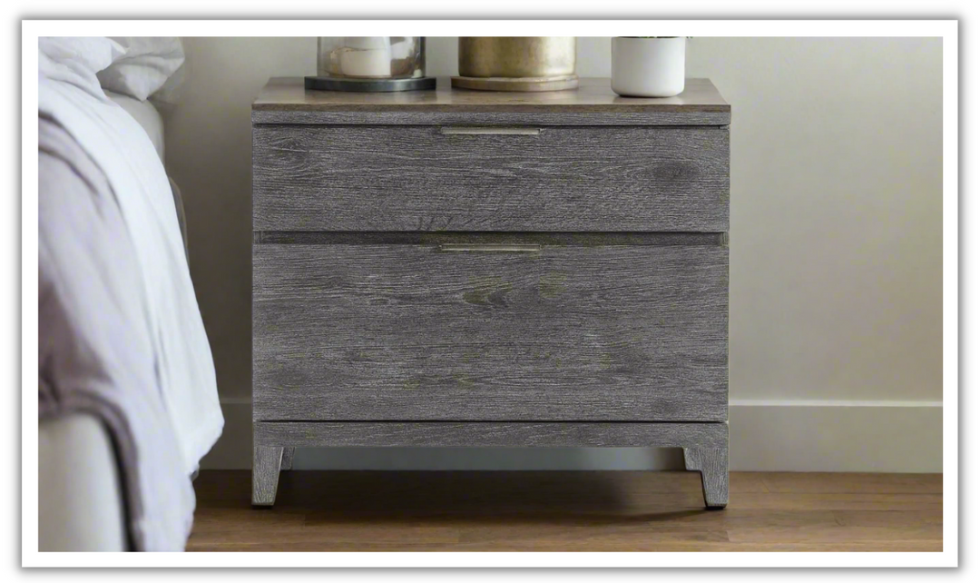 Bernhardt Menton 2-Drawers Wooden Nightstand in Sutton Black- Jennifer Furniture