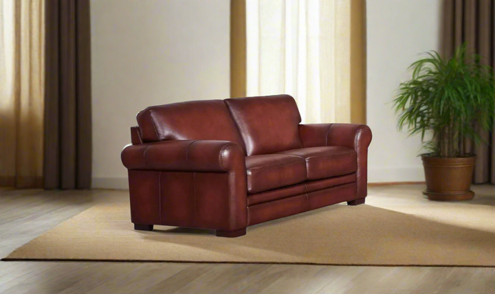 Brookfield 2-Seater Waxy Pull-up Leather Loveseat- Jennifer Furniture
