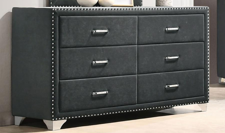 Coaster Melody Grey Velvet Upholstered 6-Drawer Dresser
- Jennifer Furniture