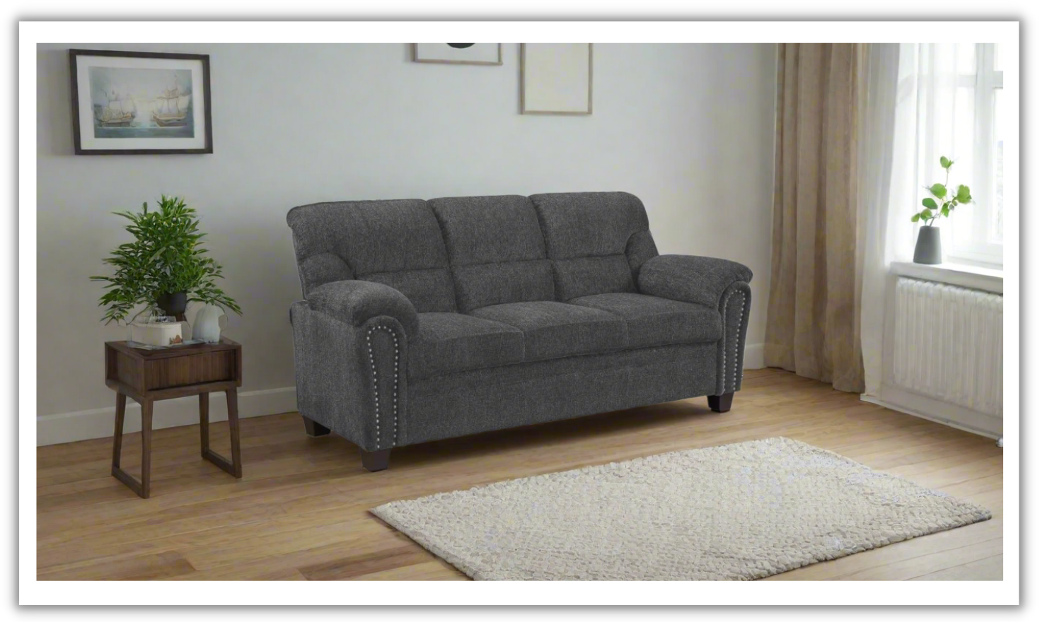 Coaster Furniture Clemintine 3-Seater Stationary Fabric Sofa- Jennifer Furniture