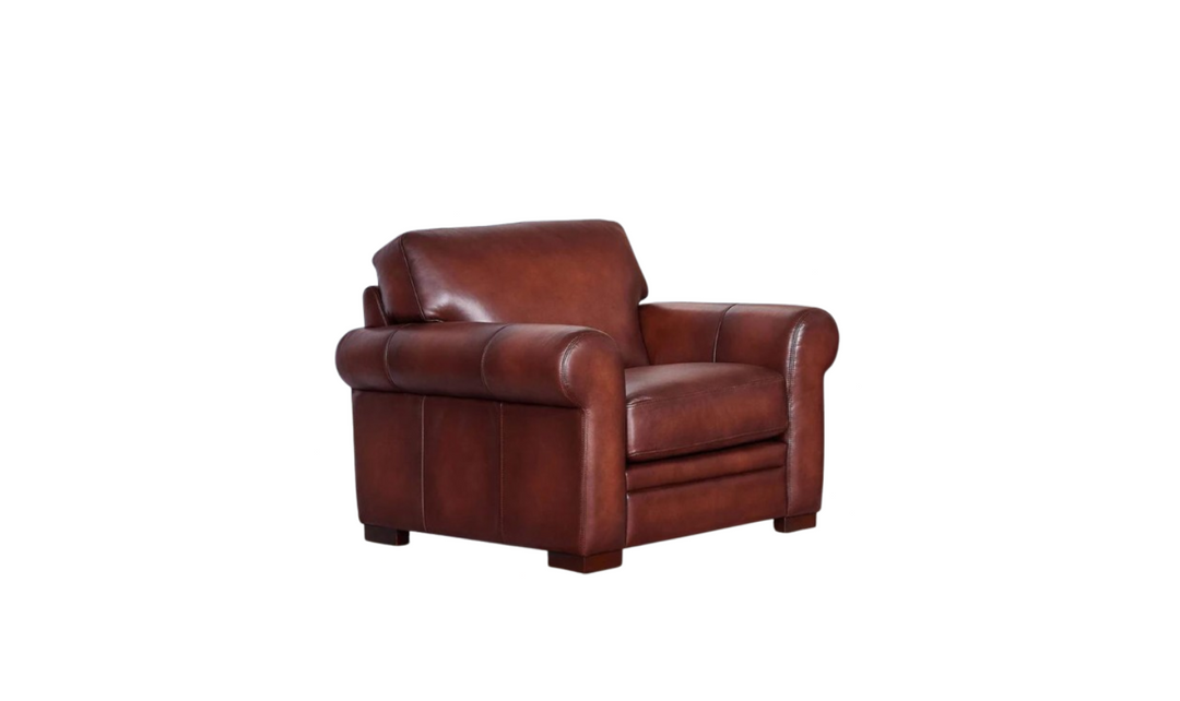 Brookfield Waxy Pull-up Leather Chair with Rolled Arms- Jennifer Furniture