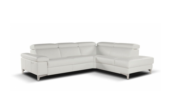 Nicoletti Italia Megan L-Shape Leather Sectional Recliner Sofa w/ Adjustable Headrest- Jennifer Furniture