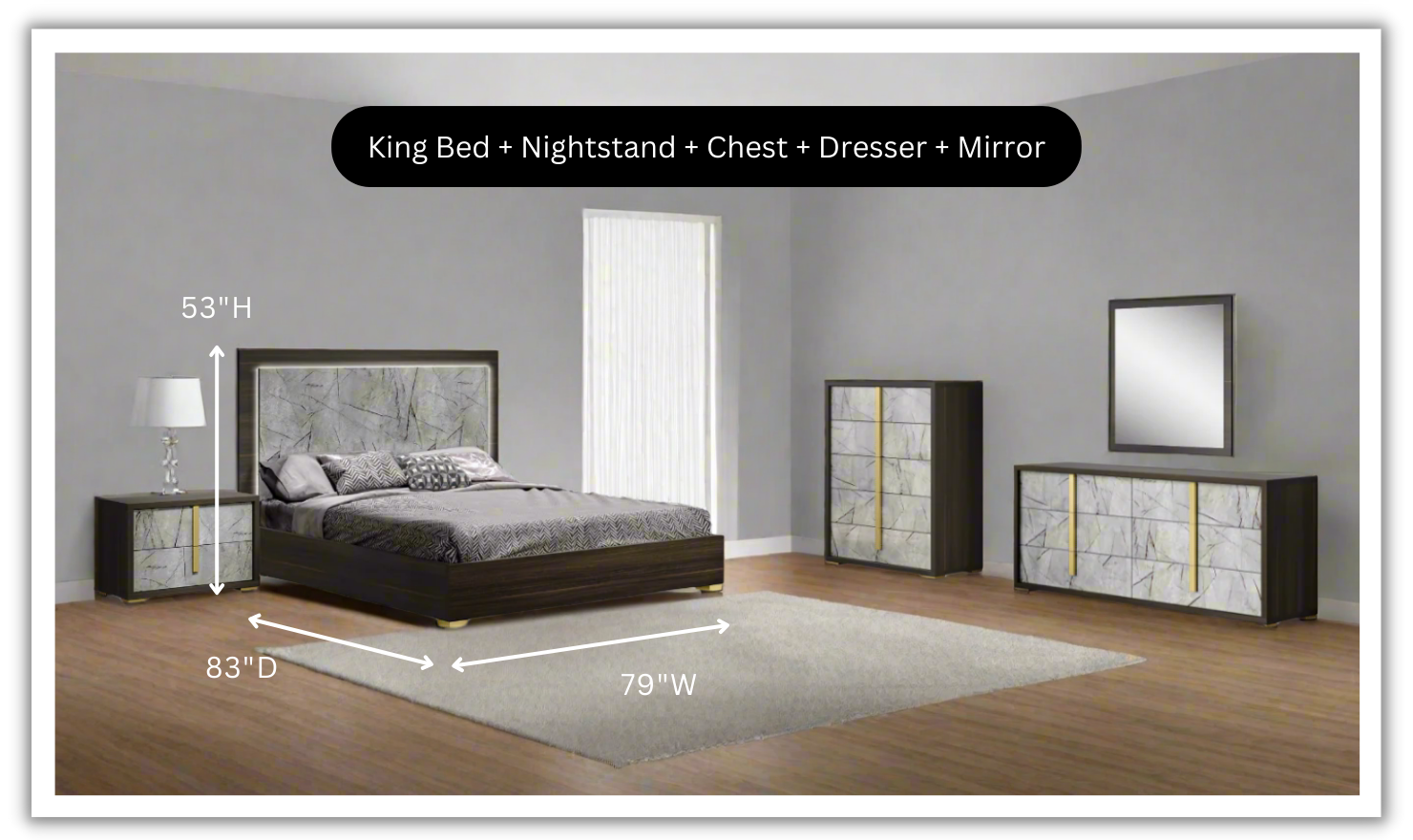 Jennifer Italia Travertine Premium Bedroom Set