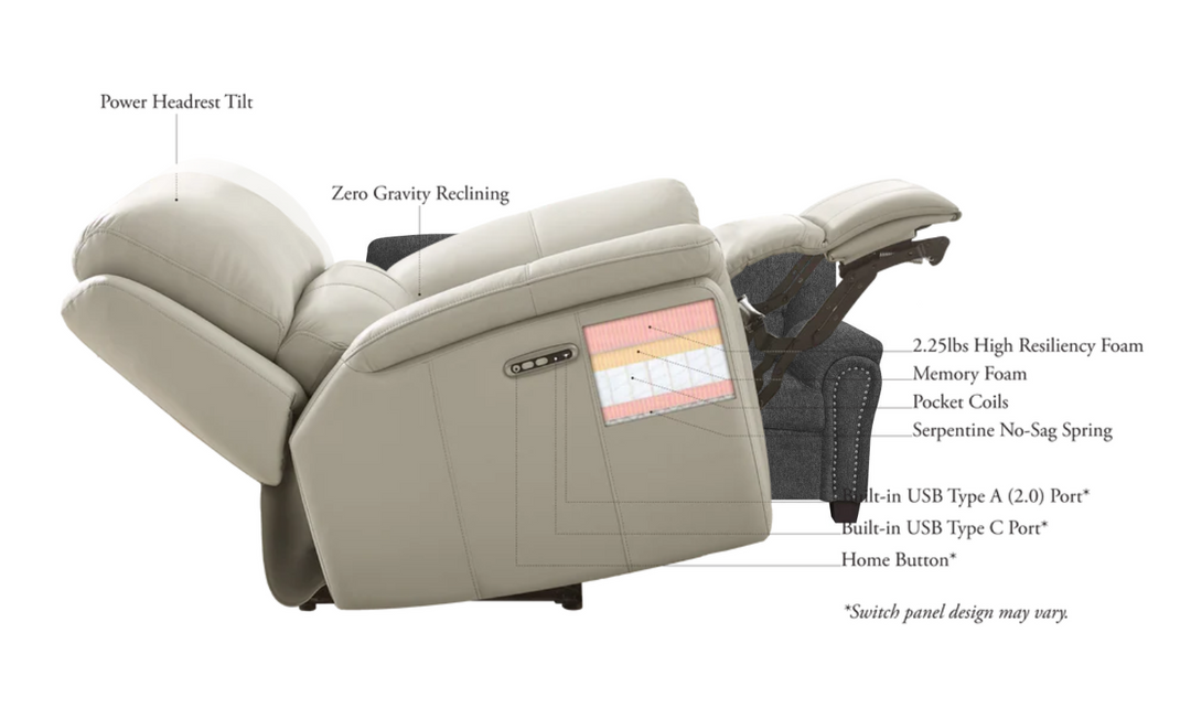 Hydeline Torino Zero Gravity Recliner Loveseat with Power Headrest