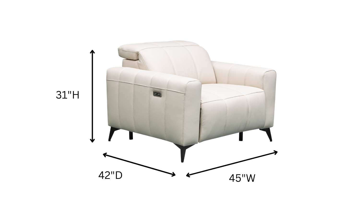 Klaussner Capri Power Reclining Chair With Power Footrest And Adjustable Headrest