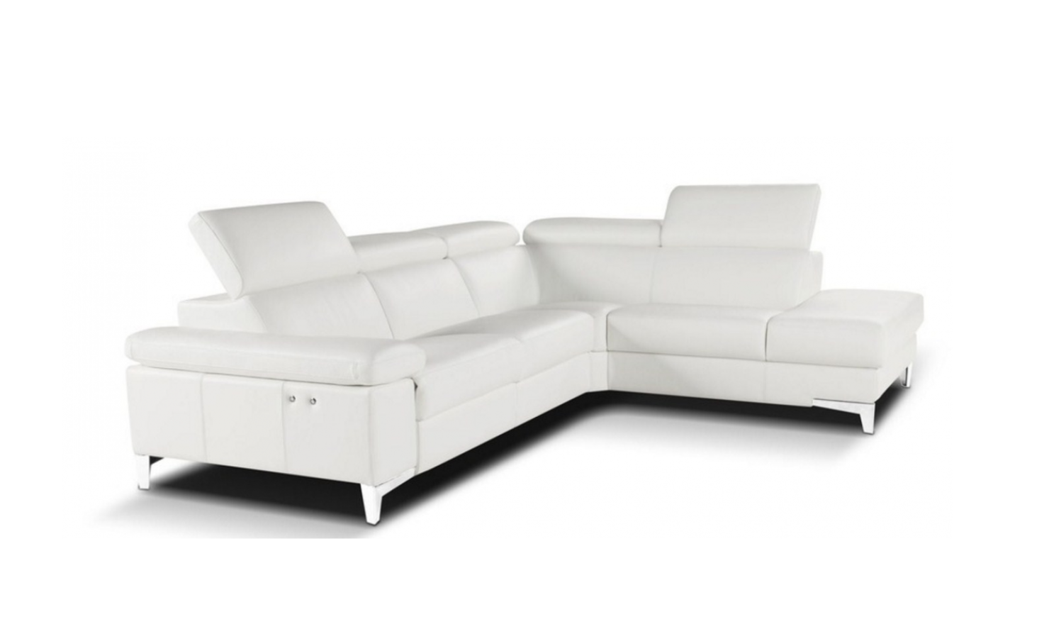 Nicoletti Italia Megan L-Shape Leather Sectional Recliner Sofa w/ Adjustable Headrest- Jennifer Furniture