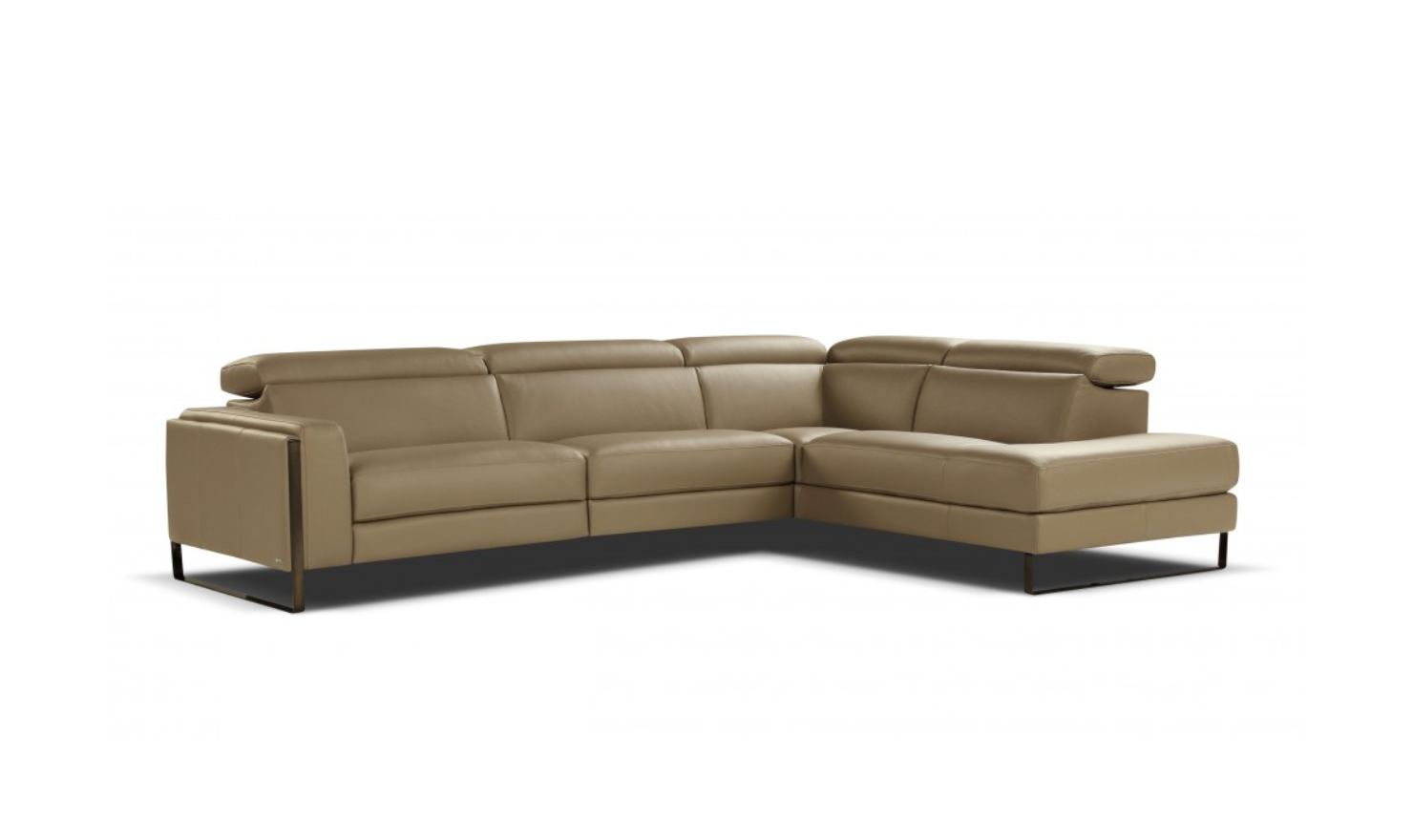 Pier Brown Leather Sectional Chaise with Adjustable Headrest- Jennifer Furniture