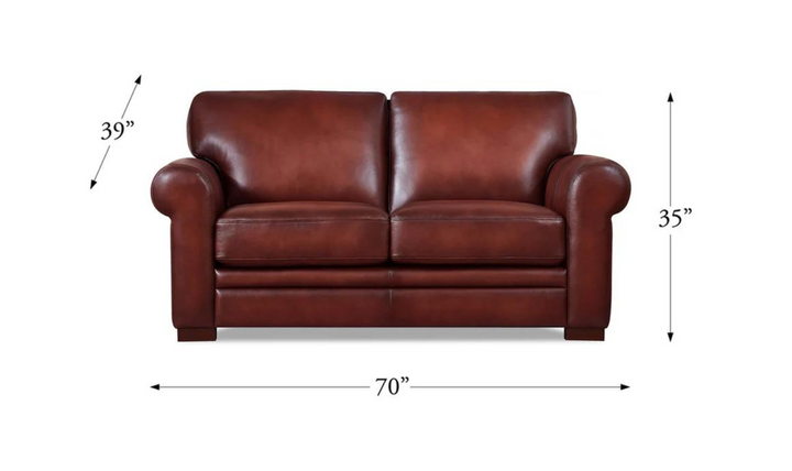 Brookfield 2-Seater Waxy Pull-up Leather Loveseat- Jennifer Furniture