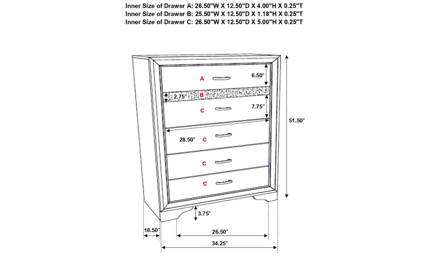 Coaster Furniture Miranda 5-Drawer Wooden Chest