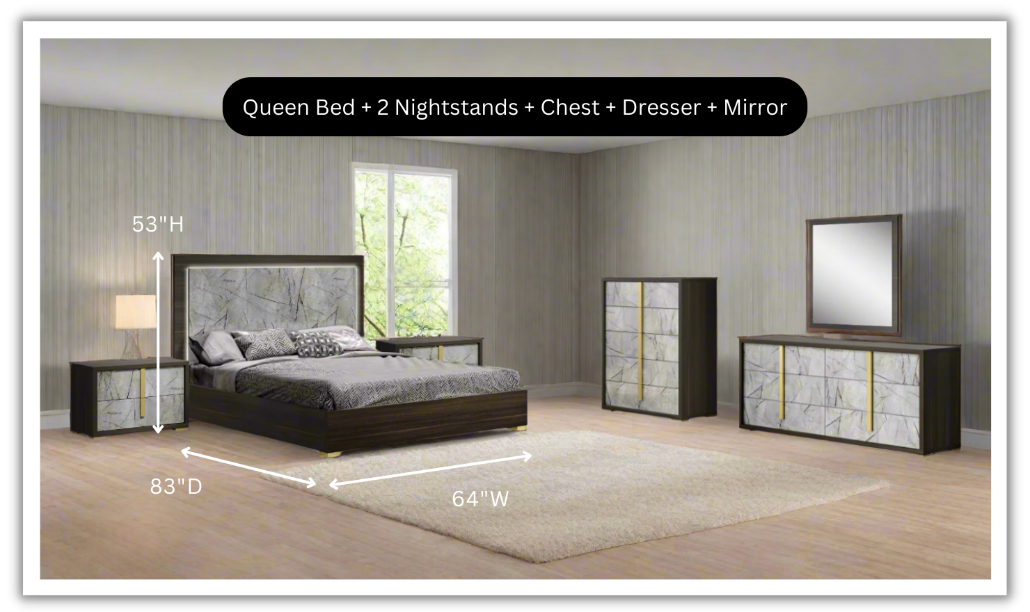 Jennifer Italia Travertine Premium Bedroom Set