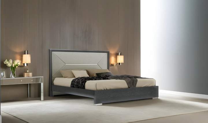 Track Wooden Panel Bed In Gray (King/Queen)-Jennifer Furniture