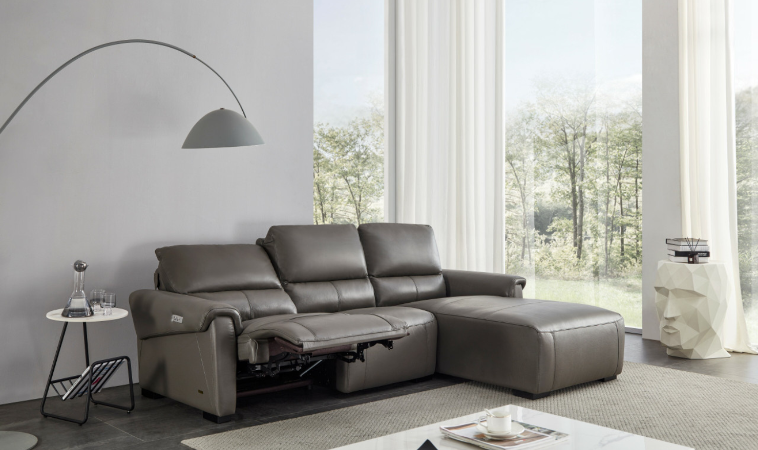 Maria Leather Electric Recliner Sectional Sofa- Jennifer Furniture