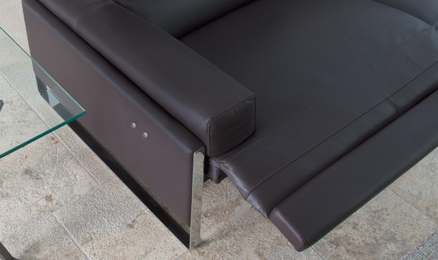 Nicoletti Italia Romeo 3-Seater Leather Sectional Recliner in Sealskin Gray