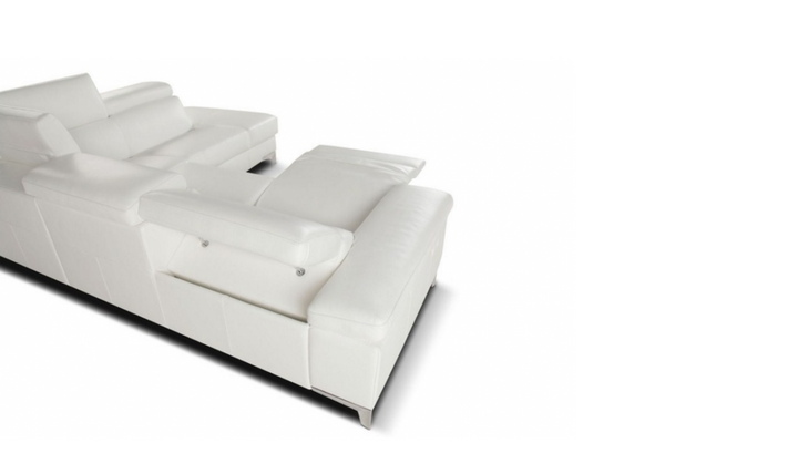 Nicoletti Italia Megan L-Shape Leather Sectional Recliner Sofa w/ Adjustable Headrest- Jennifer Furniture
