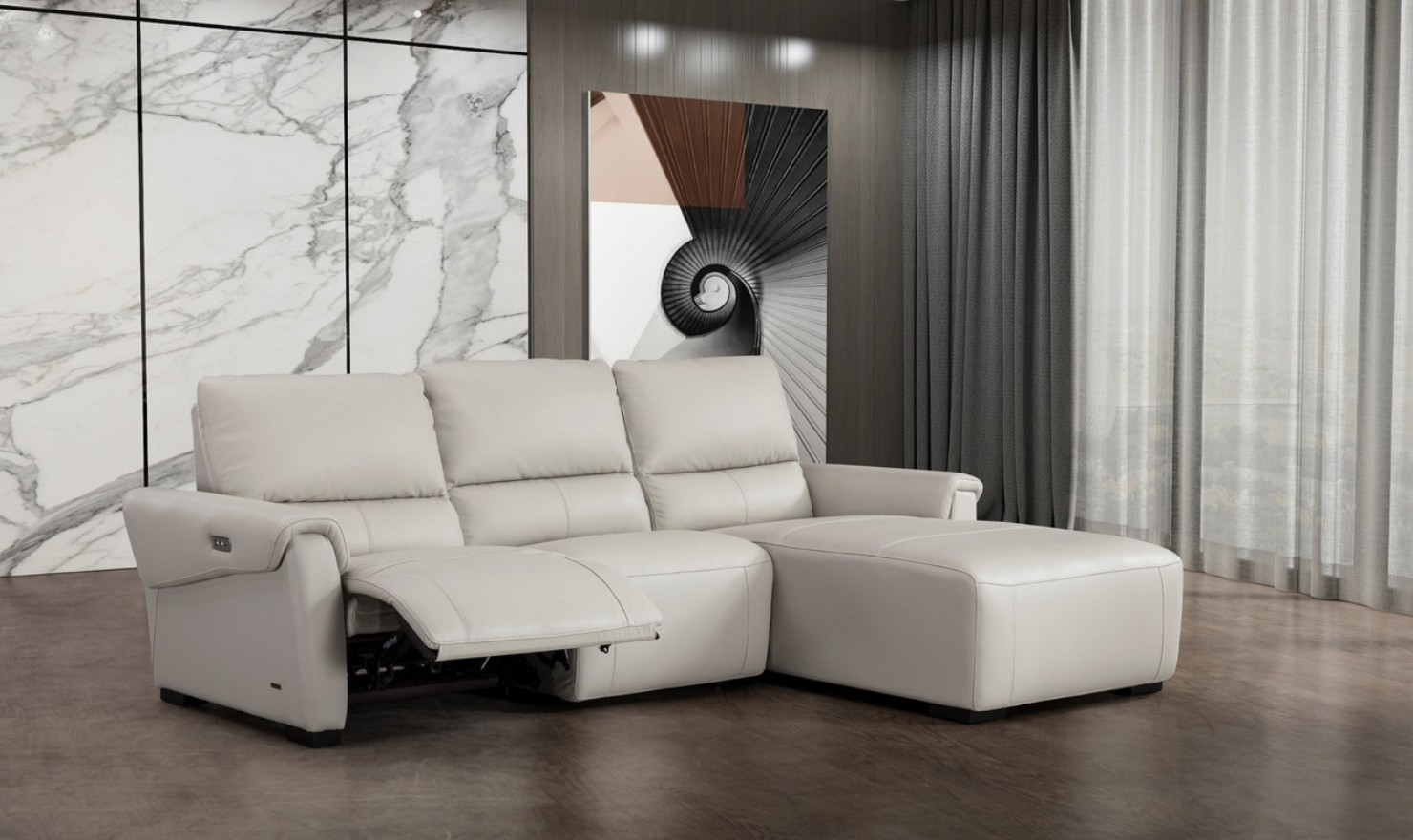Maria Leather Electric Recliner Sectional Sofa- Jennifer Furniture