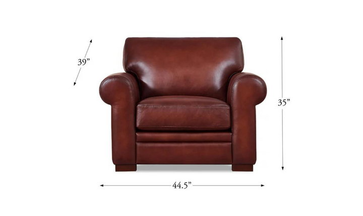Brookfield Waxy Pull-up Leather Chair with Rolled Arms- Jennifer Furniture