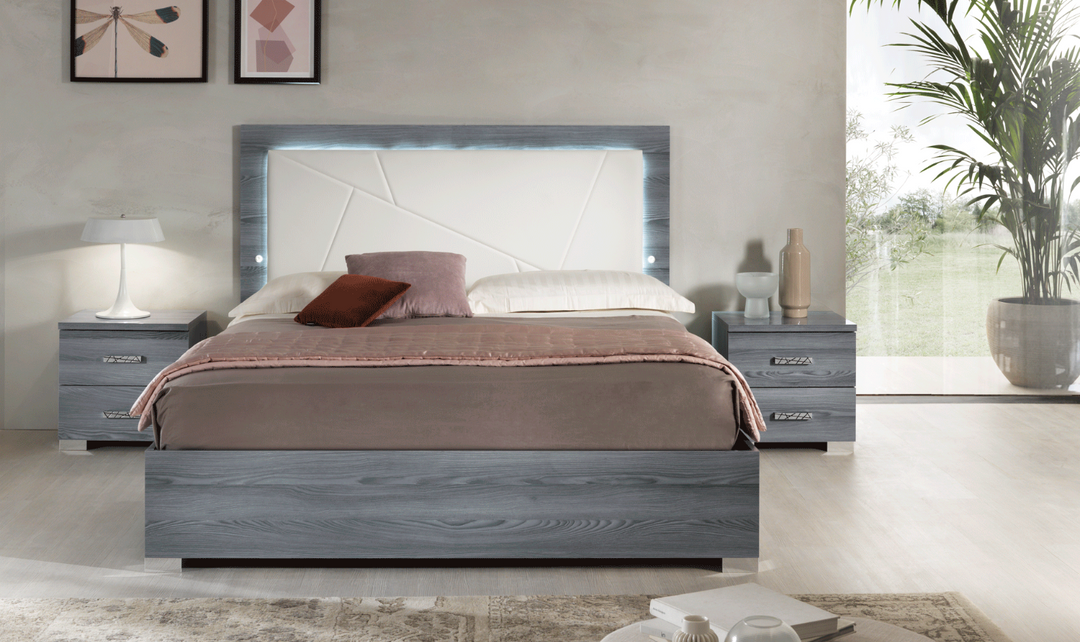 ESF Italia Nicole 2 Drawer Wooden Nightstand In Gray