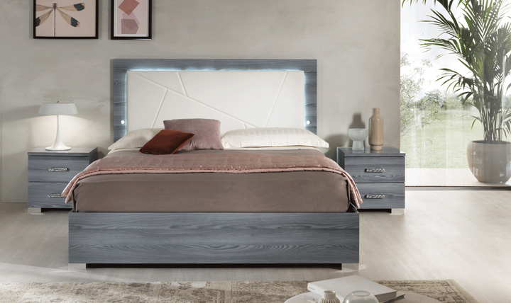 ESF Italia Nicole 2 Drawer Wooden Nightstand In Gray