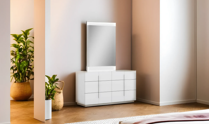 Jennifer Italia Ellica Rectangular Mirror in White Frame-Jennifer Furniture
