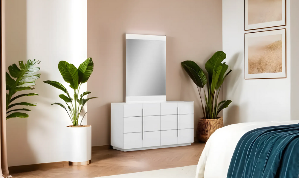 Jennifer Italia Ellica Rectangular Mirror in White Frame-Jennifer Furniture