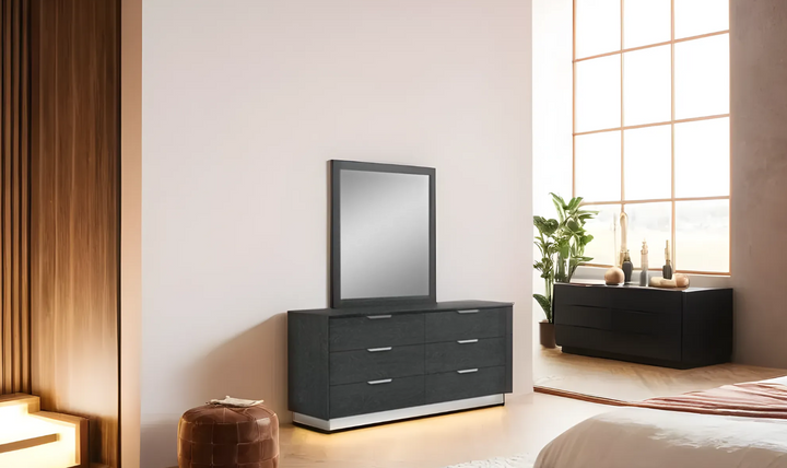 Jennifer Italia Track Wooden Frame Mirror In Gray-Jennifer Furniture