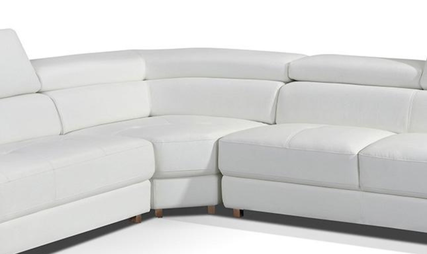 ESF Italia Mendola Leather Sectional Sofa with Adjustable Headrest In White