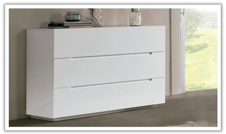 ESF Italia Max 3 Drawers Dresser in High-Gloss white Finish