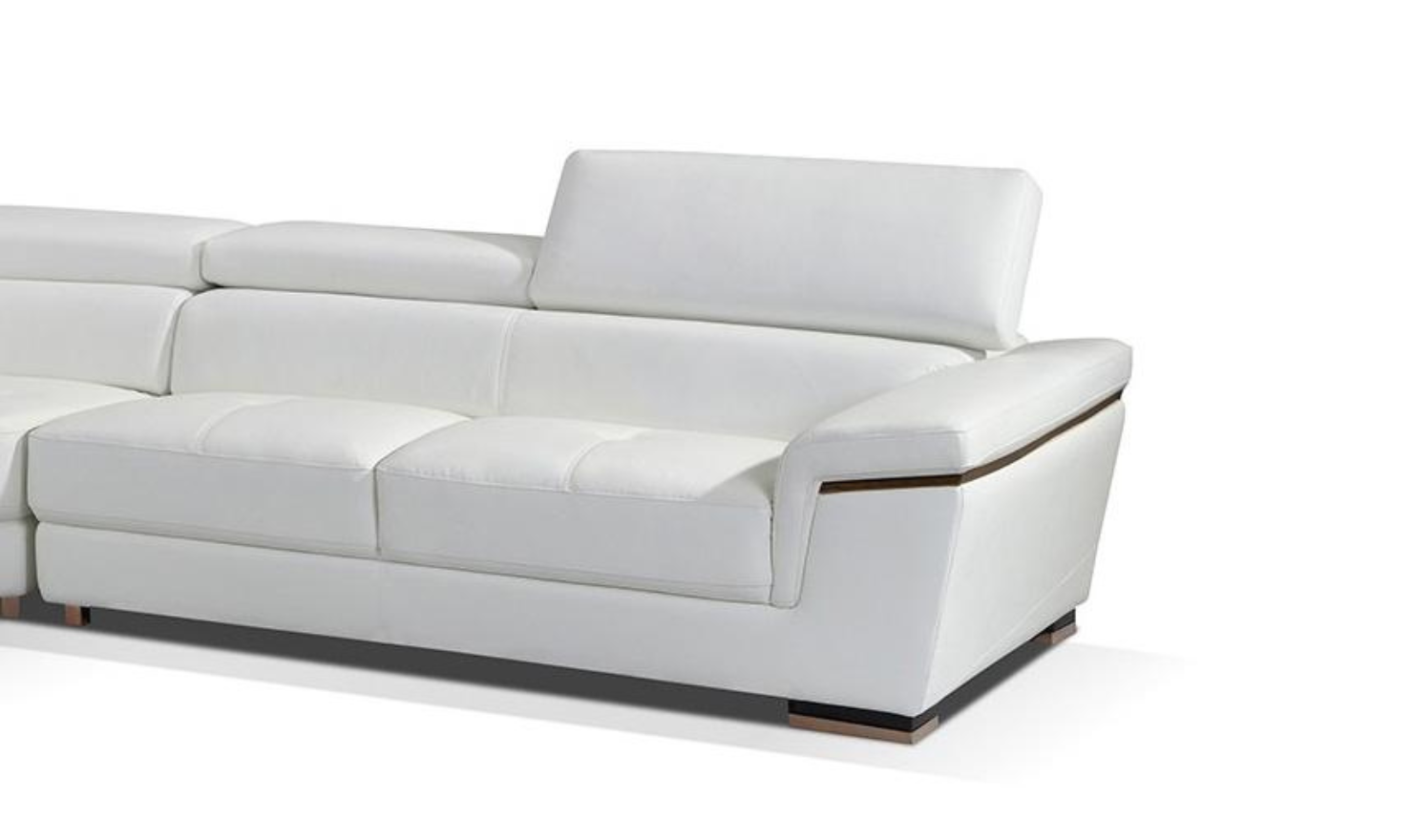 ESF Italia Mendola Leather Sectional Sofa with Adjustable Headrest In White