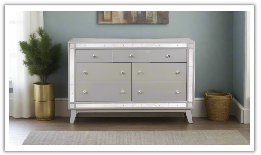 Coaster Furniture Leighton 7-Drawer Dresser in Metallic Mercury Finish Coaster Furniture Leighton 7-Drawer Dresser in Metallic Mercury Finish
