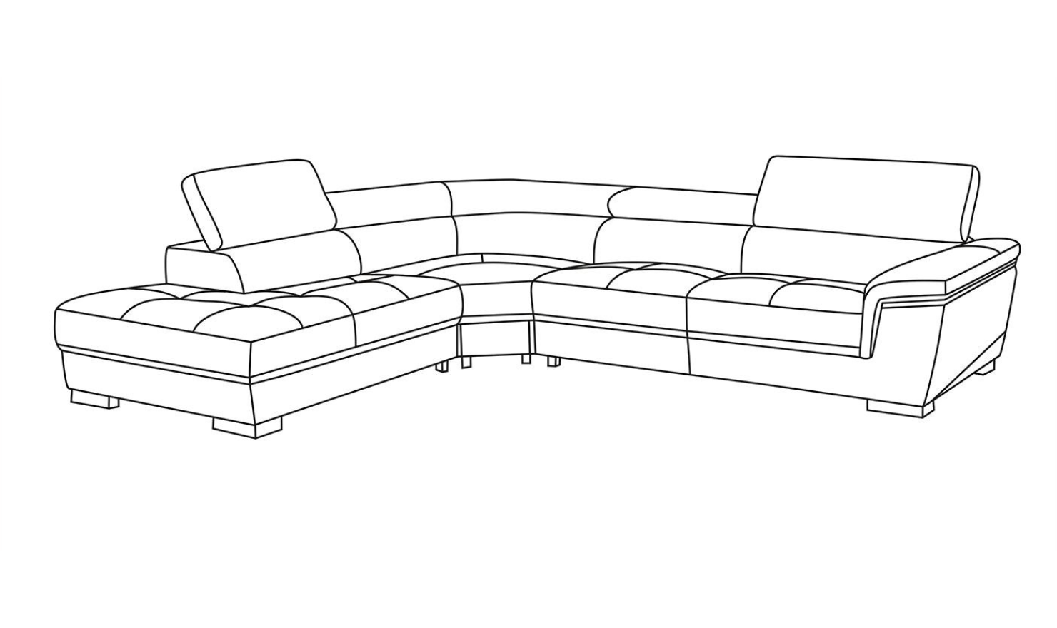 ESF Italia Mendola Leather Sectional Sofa with Adjustable Headrest In White