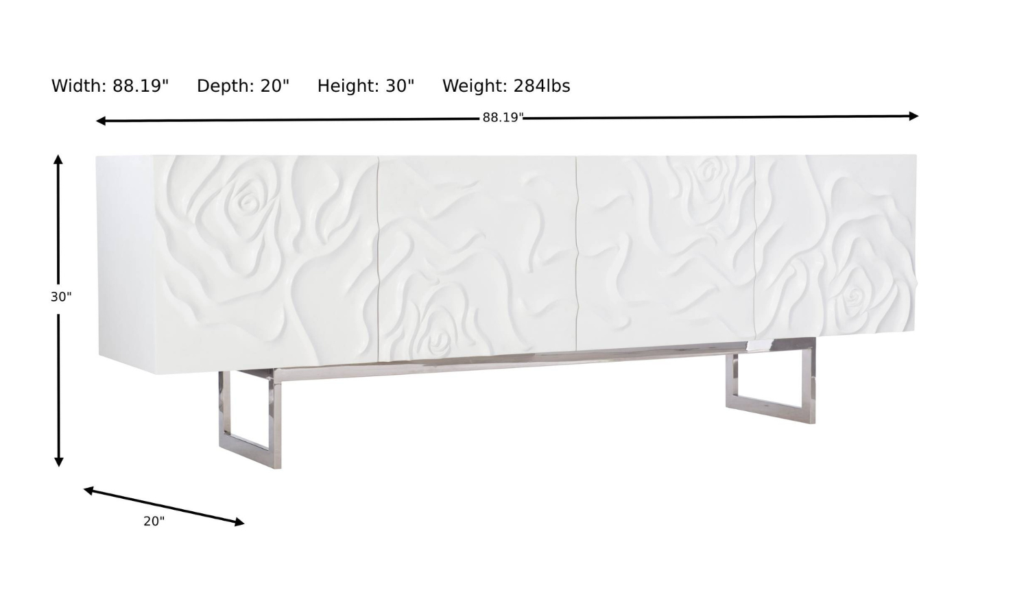 Bernhardt Penrose Rectangle Wood Buffet in White Plaster Finish