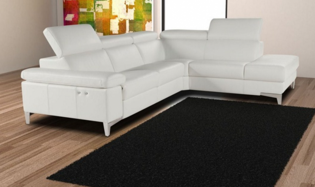 Nicoletti Italia Megan L-Shape Leather Sectional Recliner Sofa w/ Adjustable Headrest- Jennifer Furniture