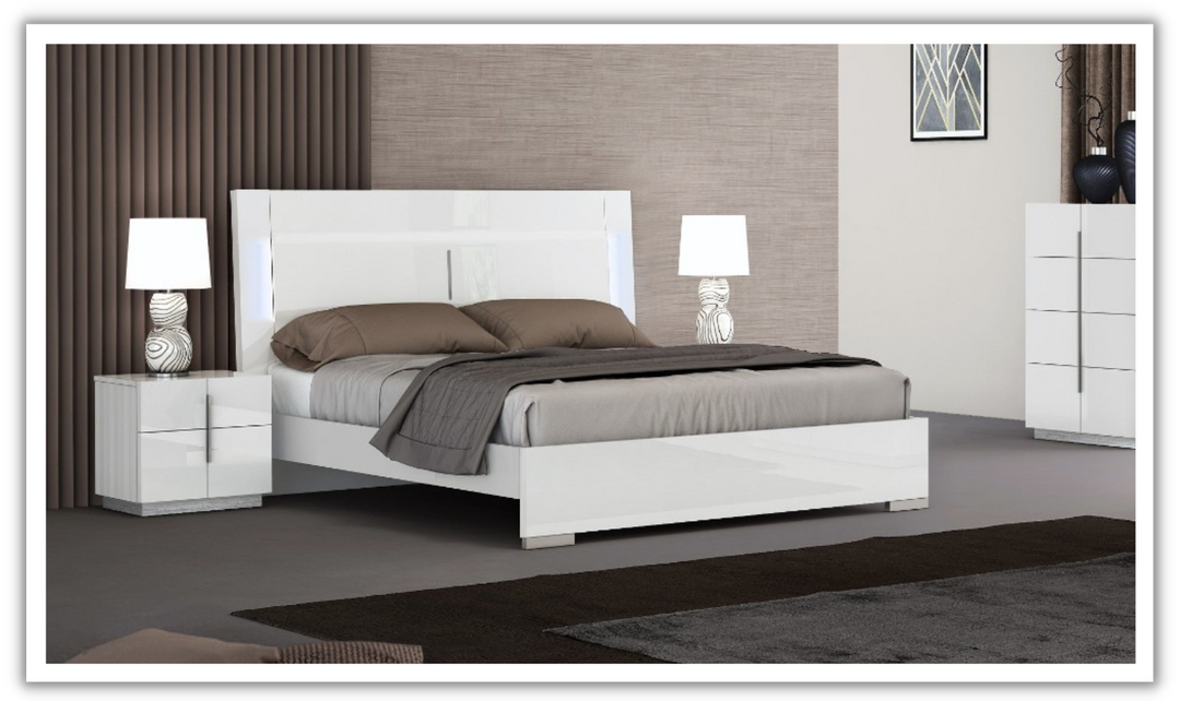 Ellica Low Profile Bed in White-jennifer furniture