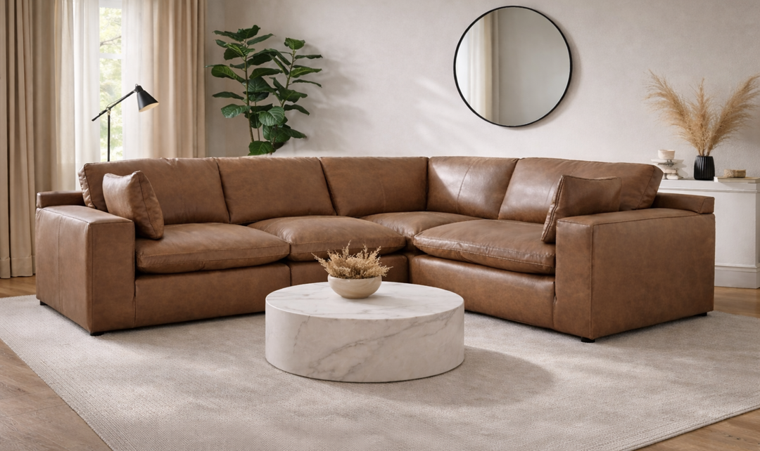 Modern Heritage Emilia 4-Piece Leather Sectional Sofa - Jennifer Furniture